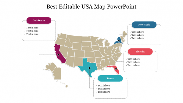 Best Editable USA Map PowerPoint Presentation PPT Slide